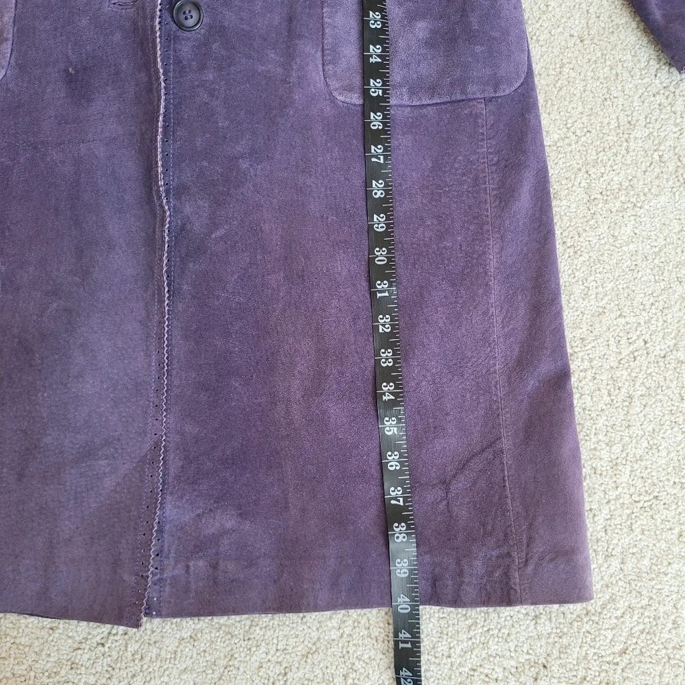 Margaret Godfrey VTG Purple Suede Leather Long Jacket Boho Western Sz 12 - Picture 9 of 10